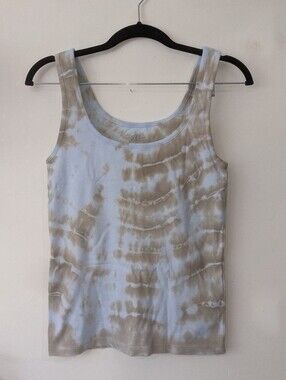 J Crew 100% Cotton Perfect Fit Knit Tie-dye Tank Top With Built-in Bra Size M